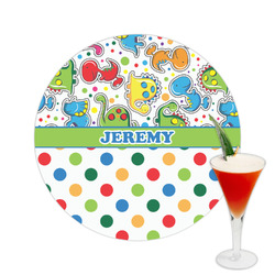 Dinosaur Print & Dots Printed Drink Topper -  2.5" (Personalized)