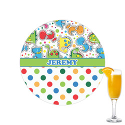 Dinosaur Print & Dots Printed Drink Topper - 2.15" (Personalized)