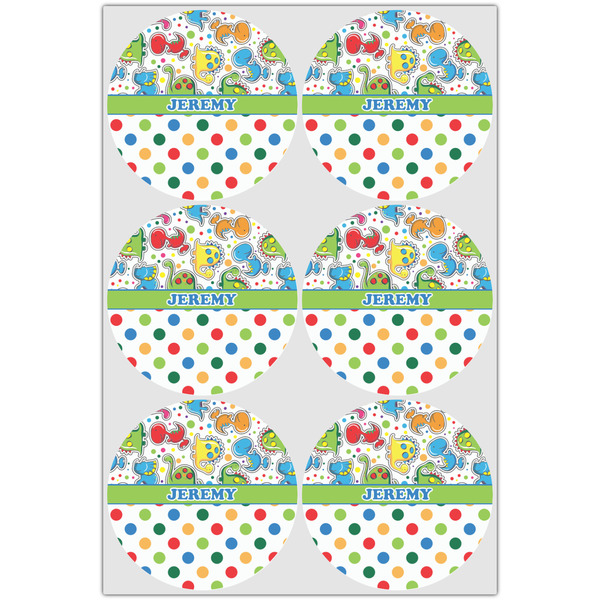 Dinosaur Print & Dots Drink Topper - XLarge - Set of 6