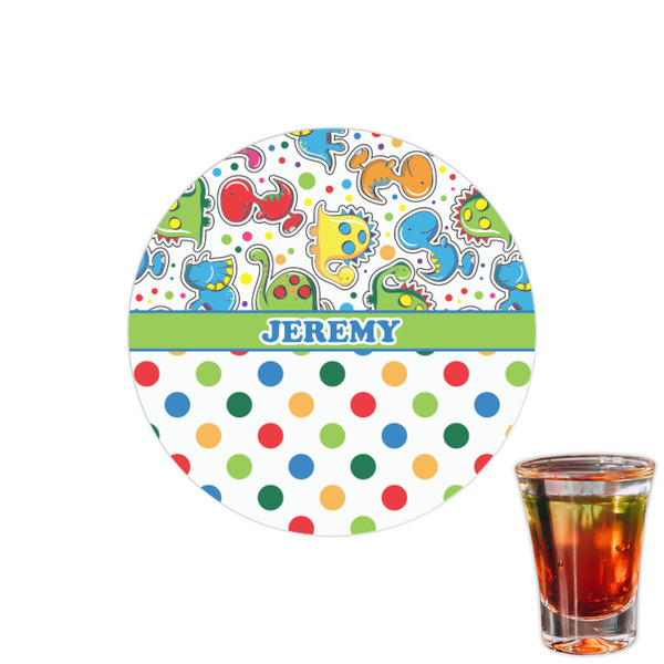 Custom Dinosaur Print & Dots Printed Drink Topper - 1.5" (Personalized)