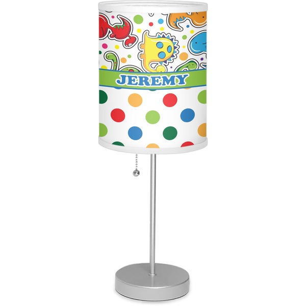Custom Dinosaur Print & Dots Lamp with Drum Shade (Personalized)
