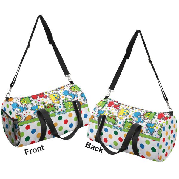 Dinosaur Print & Dots Duffle bag small front and back sides