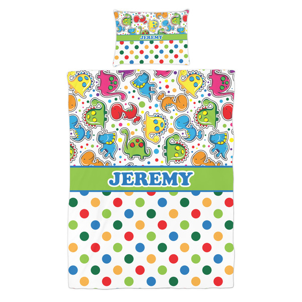 Dinosaur Print & Dots Duvet Cover Set - Twin - Alt Approval