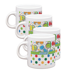 Dinosaur Print & Dots Single Shot Espresso Cups - Set of 4 (Personalized)