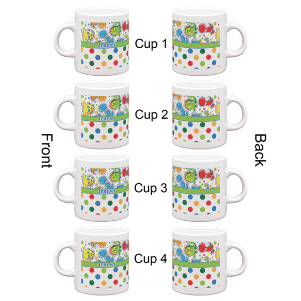 Dinosaur Print & Dots Espresso Cup Set of 4 - Apvl
