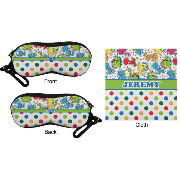 Dinosaur Print & Dots Eyeglass Case & Cloth (Approval)
