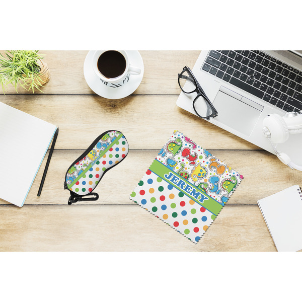 Dinosaur Print & Dots Eyeglass Case and Cloth Set - LIFESTYLE