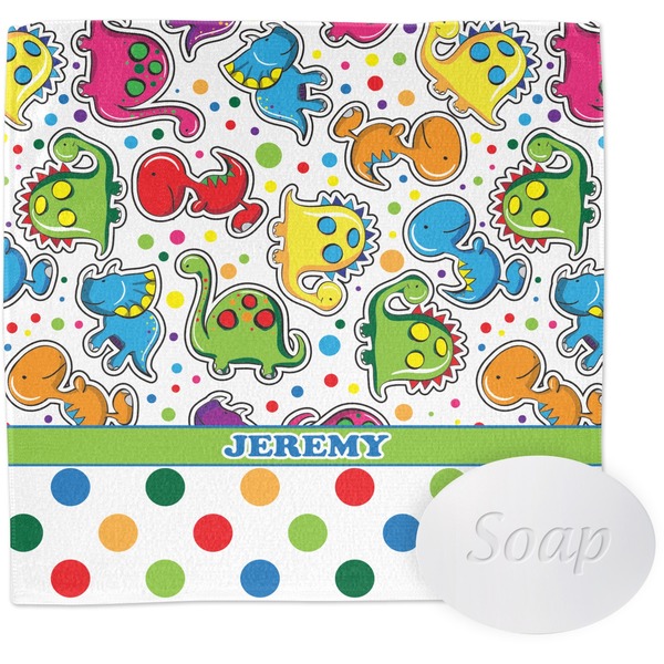 Dinosaur Print & Dots Wash Cloth with soap