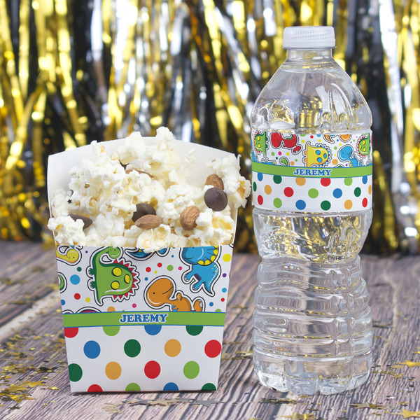 Dinosaur Print & Dots French Fry Favor Box - w/ Water Bottle