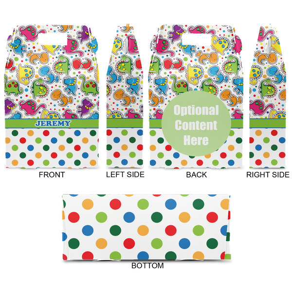 Dinosaur Print & Dots Gable Favor Box - Approval