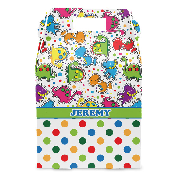 Dinosaur Print & Dots Gable Favor Box - Front