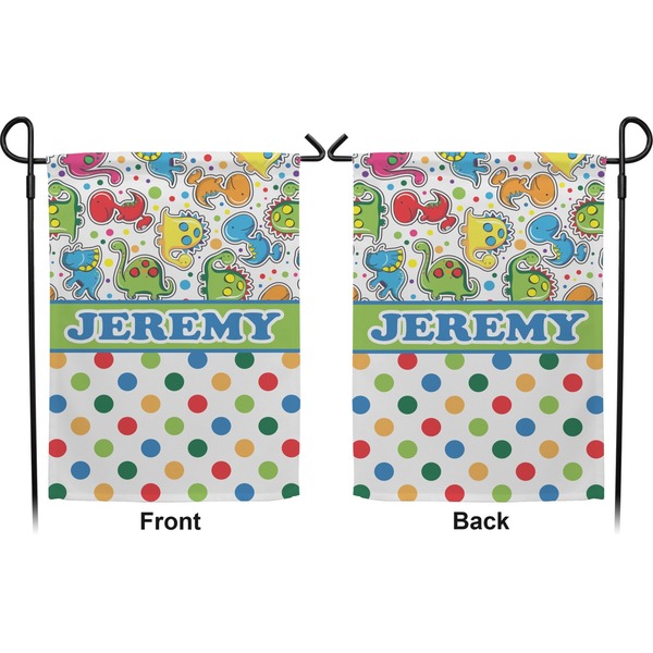Dinosaur Print & Dots Garden Flag - Double Sided Front and Back