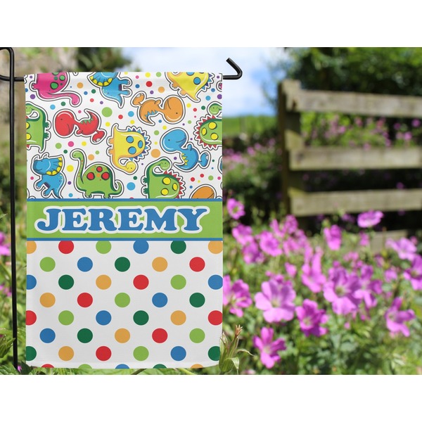Dinosaur Print & Dots Garden Flag - Outside In Flowers