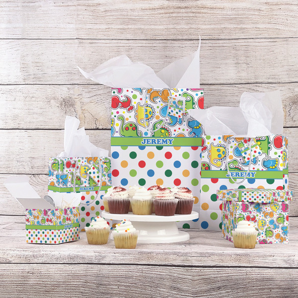 Dinosaur Print & Dots Gift Bags - In Context