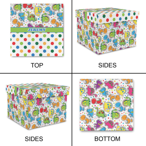 Dinosaur Print & Dots Gift Boxes with Lid - Canvas Wrapped - Large - Approval