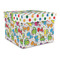 Dinosaur Print & Dots Gift Boxes with Lid - Canvas Wrapped - Large - Front/Main