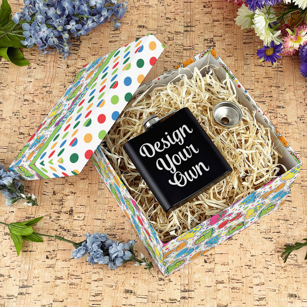 Dinosaur Print & Dots Gift Boxes with Lid - Canvas Wrapped - Large - In Context