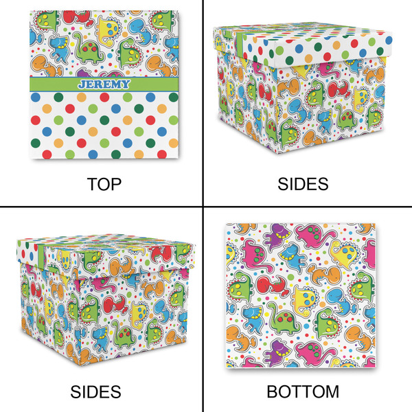 Dinosaur Print & Dots Gift Boxes with Lid - Canvas Wrapped - Medium - Approval