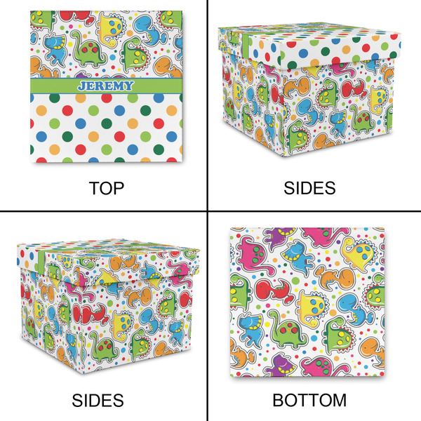 Dinosaur Print & Dots Gift Boxes with Lid - Canvas Wrapped - Small - Approval