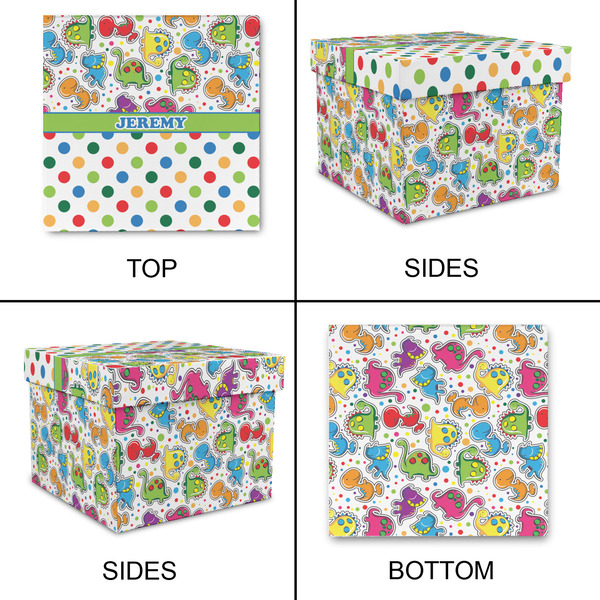 Dinosaur Print & Dots Gift Boxes with Lid - Canvas Wrapped - X-Large - Approval