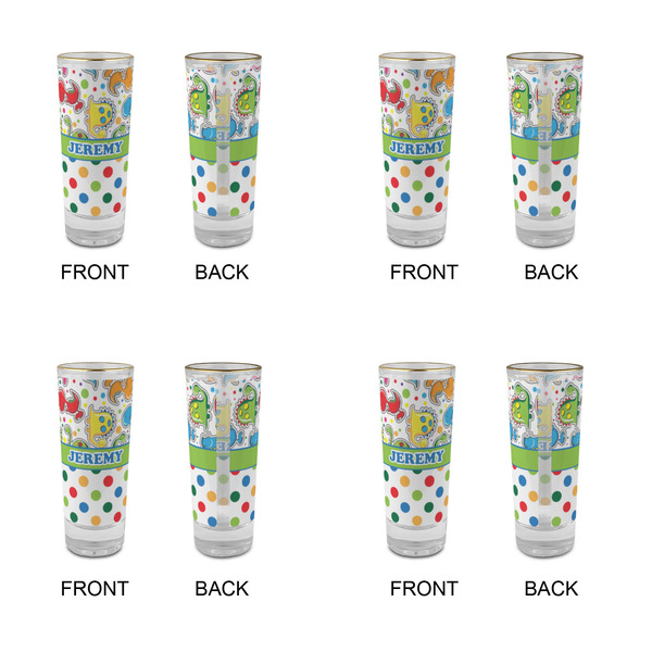 Dinosaur Print & Dots Glass Shot Glass - 2 oz - Set of 4 - APPROVAL