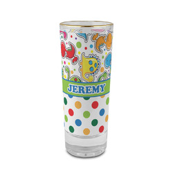 Dinosaur Print & Dots 2 oz Shot Glass -  Glass with Gold Rim - Single (Personalized)