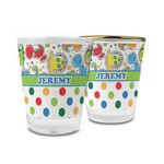 Dinosaur Print & Dots Glass Shot Glass - 1.5 oz (Personalized)