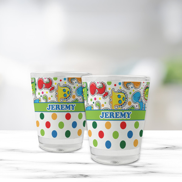 Dinosaur Print & Dots Glass Shot Glass - Standard - LIFESTYLE