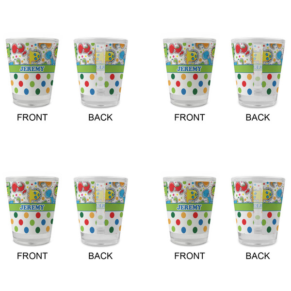 Dinosaur Print & Dots Glass Shot Glass - Standard - Set of 4 - APPROVAL