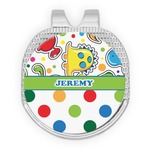 Dinosaur Print & Dots Golf Ball Marker - Hat Clip - Silver