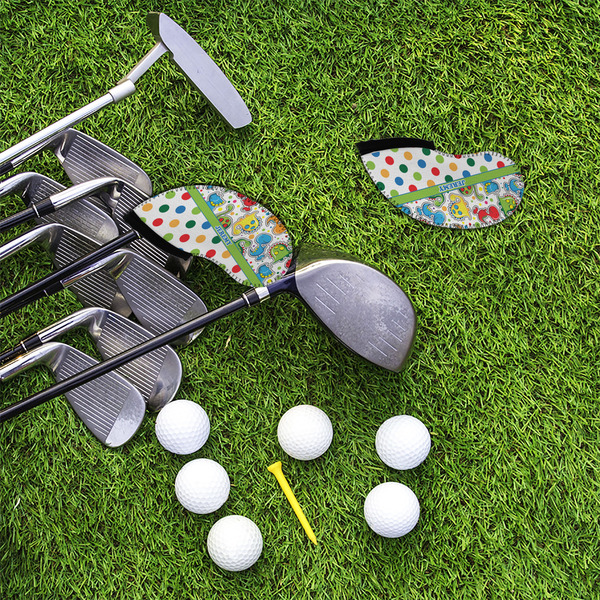 Dinosaur Print & Dots Golf Club Covers - LIFESTYLE