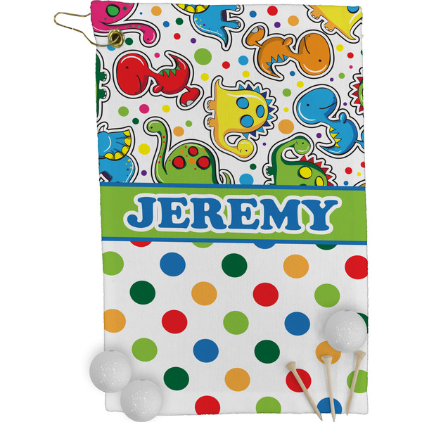 Dinosaur Print & Dots Golf Towel (Personalized)