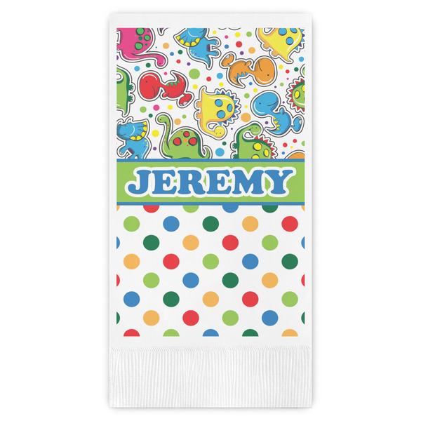 Custom Dinosaur Print & Dots Guest Towels - Full Color (Personalized)