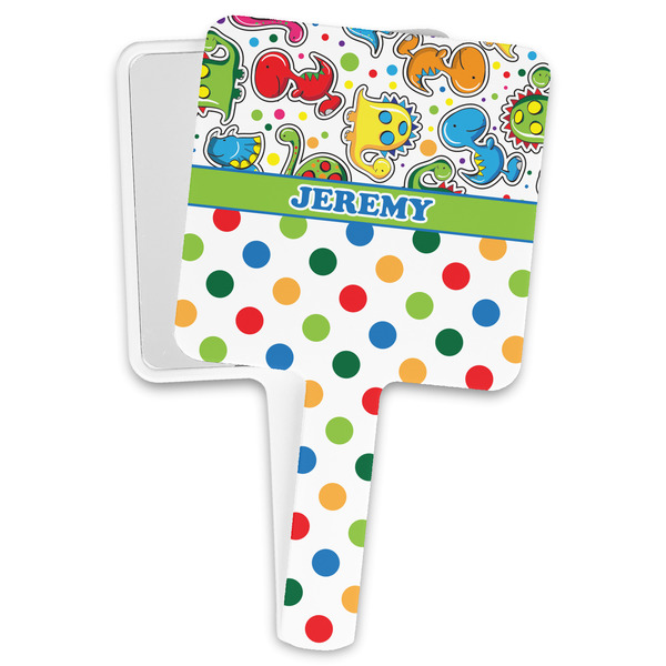 Custom Dinosaur Print & Dots Hand Mirror (Personalized)