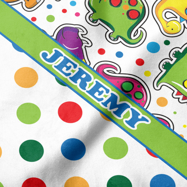Dinosaur Print & Dots Hooded Baby Towel- Detail Close Up