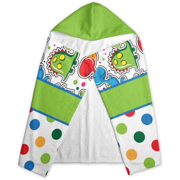 Dinosaur Print & Dots Hooded Towel - Folded