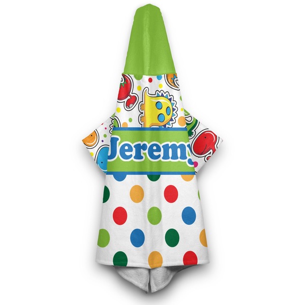 Dinosaur Print & Dots Hooded Towel - Hanging