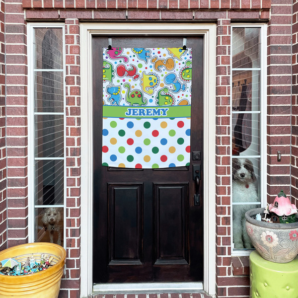 Dinosaur Print & Dots House Flags - Double Sided - (Over the door) LIFESTYLE