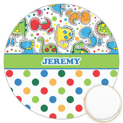 Dinosaur Print & Dots Printed Cookie Topper - 3.25" (Personalized)