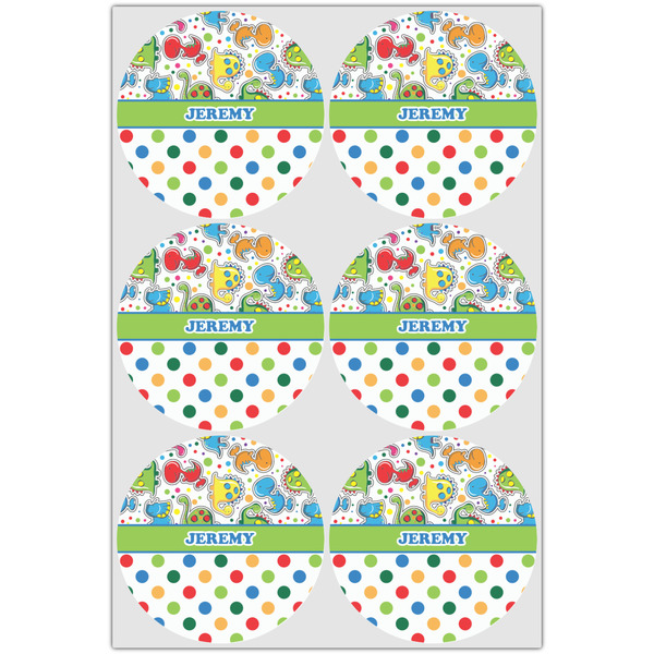 Dinosaur Print & Dots Icing Circle - Large - Set of 6