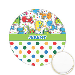 Dinosaur Print & Dots Printed Cookie Topper - 2.15" (Personalized)