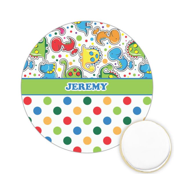 Custom Dinosaur Print & Dots Printed Cookie Topper - 2.15" (Personalized)