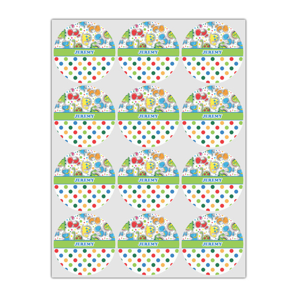 Dinosaur Print & Dots Icing Circle - Small - Set of 12
