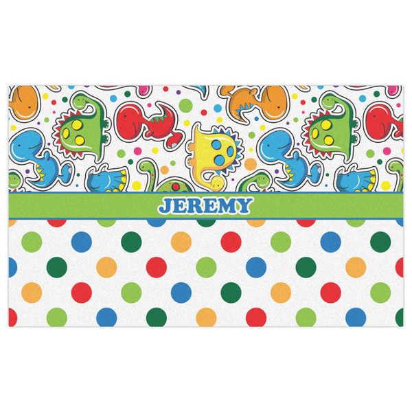 Dinosaur Print & Dots Indoor / Outdoor Rug - 3'x5' - Front Flat