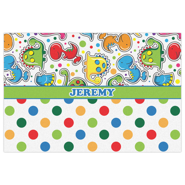 Dinosaur Print & Dots Indoor / Outdoor Rug - 4'x6' - Front Flat