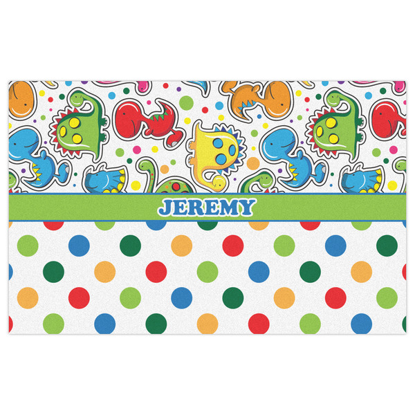 Dinosaur Print & Dots Indoor / Outdoor Rug - 5'x8' - Front Flat