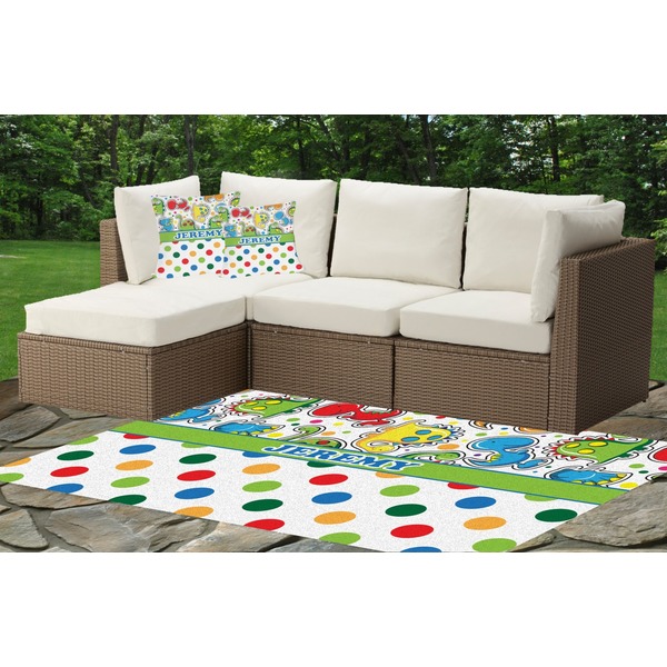 Dinosaur Print & Dots Outdoor Mat & Cushions