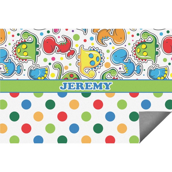 Custom Dinosaur Print & Dots Indoor / Outdoor Rug - 5'x8' (Personalized)