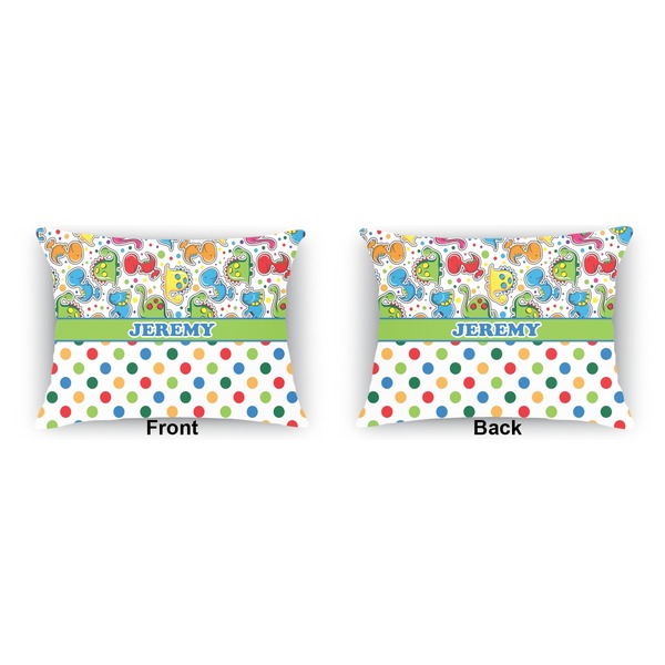 Dinosaur Print & Dots  Indoor Rectangular Burlap Pillow (Front and Back)