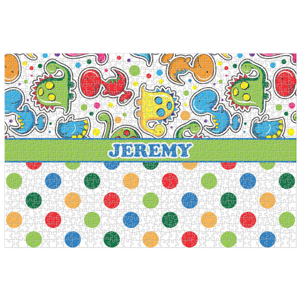 Custom Dinosaur Print & Dots Jigsaw Puzzle - 1000-piece (Personalized)